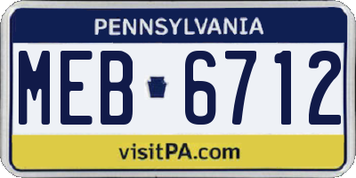 PA license plate MEB6712