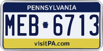 PA license plate MEB6713