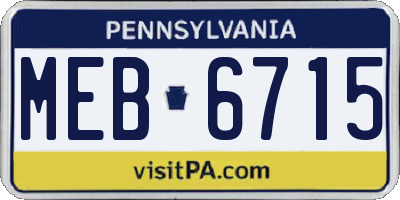 PA license plate MEB6715
