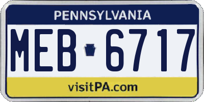 PA license plate MEB6717