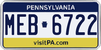 PA license plate MEB6722