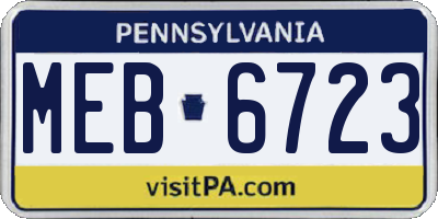 PA license plate MEB6723