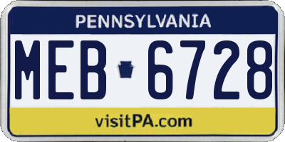 PA license plate MEB6728