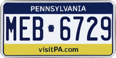 PA license plate MEB6729