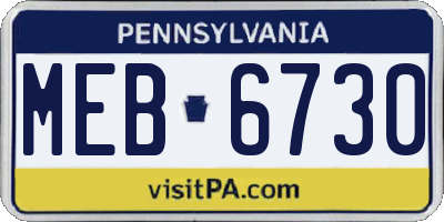 PA license plate MEB6730