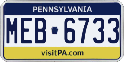 PA license plate MEB6733