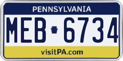 PA license plate MEB6734