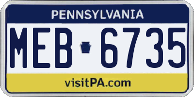 PA license plate MEB6735