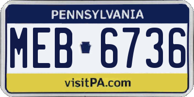 PA license plate MEB6736
