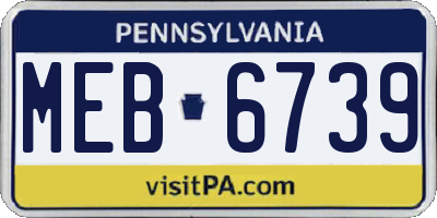 PA license plate MEB6739