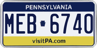 PA license plate MEB6740
