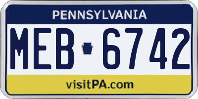 PA license plate MEB6742