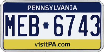 PA license plate MEB6743