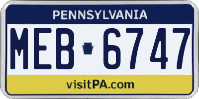PA license plate MEB6747