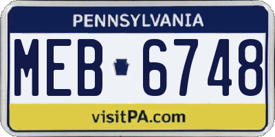 PA license plate MEB6748