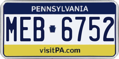 PA license plate MEB6752