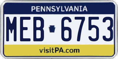 PA license plate MEB6753