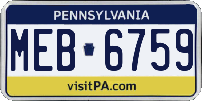 PA license plate MEB6759