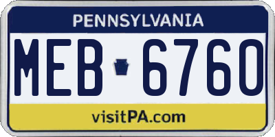 PA license plate MEB6760