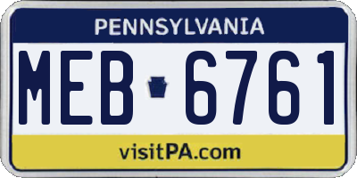 PA license plate MEB6761