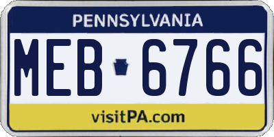 PA license plate MEB6766