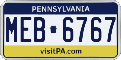 PA license plate MEB6767
