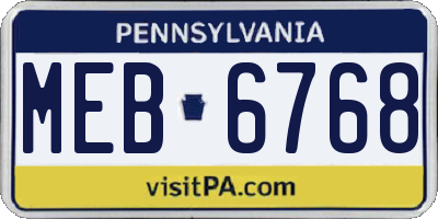 PA license plate MEB6768