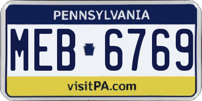 PA license plate MEB6769