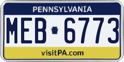 PA license plate MEB6773