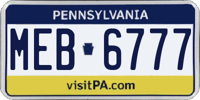 PA license plate MEB6777