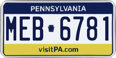 PA license plate MEB6781