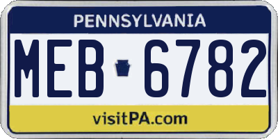 PA license plate MEB6782