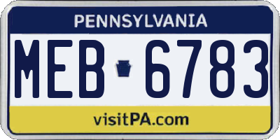 PA license plate MEB6783