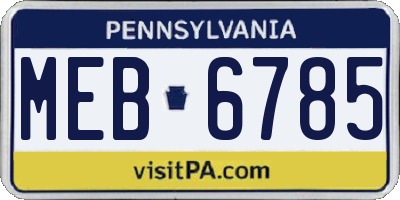 PA license plate MEB6785