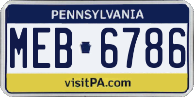 PA license plate MEB6786