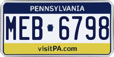 PA license plate MEB6798