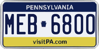 PA license plate MEB6800