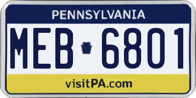 PA license plate MEB6801