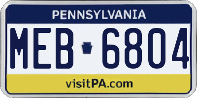 PA license plate MEB6804