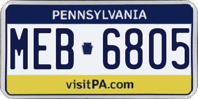 PA license plate MEB6805