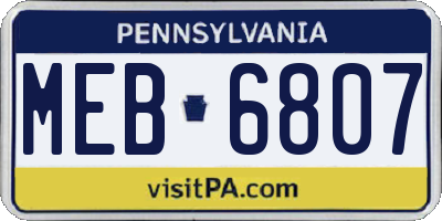 PA license plate MEB6807