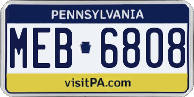 PA license plate MEB6808