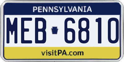 PA license plate MEB6810