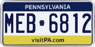 PA license plate MEB6812