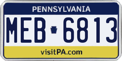 PA license plate MEB6813
