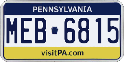 PA license plate MEB6815