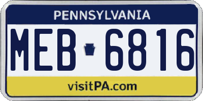 PA license plate MEB6816