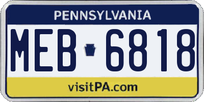 PA license plate MEB6818
