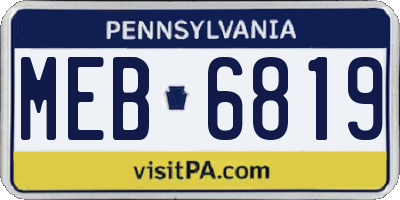 PA license plate MEB6819