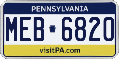 PA license plate MEB6820